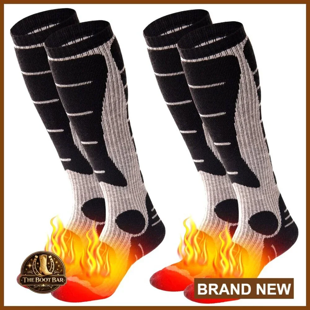 Merino Wool Thermal Ski Socks Knee High Winter Snowboarding 2 Pairs